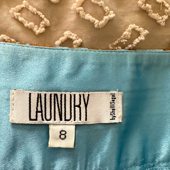 Laundry by Shelli Segal Silk Teal Floral Flowy Mini Skirt Size 8 - Picture 5 of 6